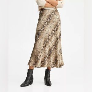 Mango Snake Print Midi Skirt
